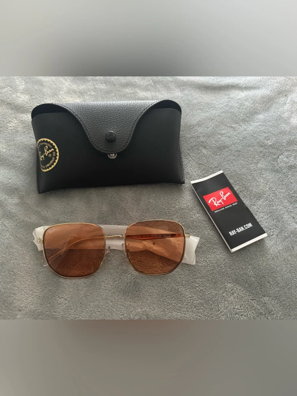 Ray-Ban Women's Gold Frame Sunglasses with Orange Tinted Lenses